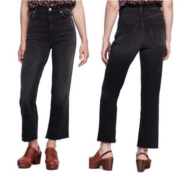 We The Free Curvy Button Fly Jeans Raw Hem Black Washed 29 - Picture 1 of 12